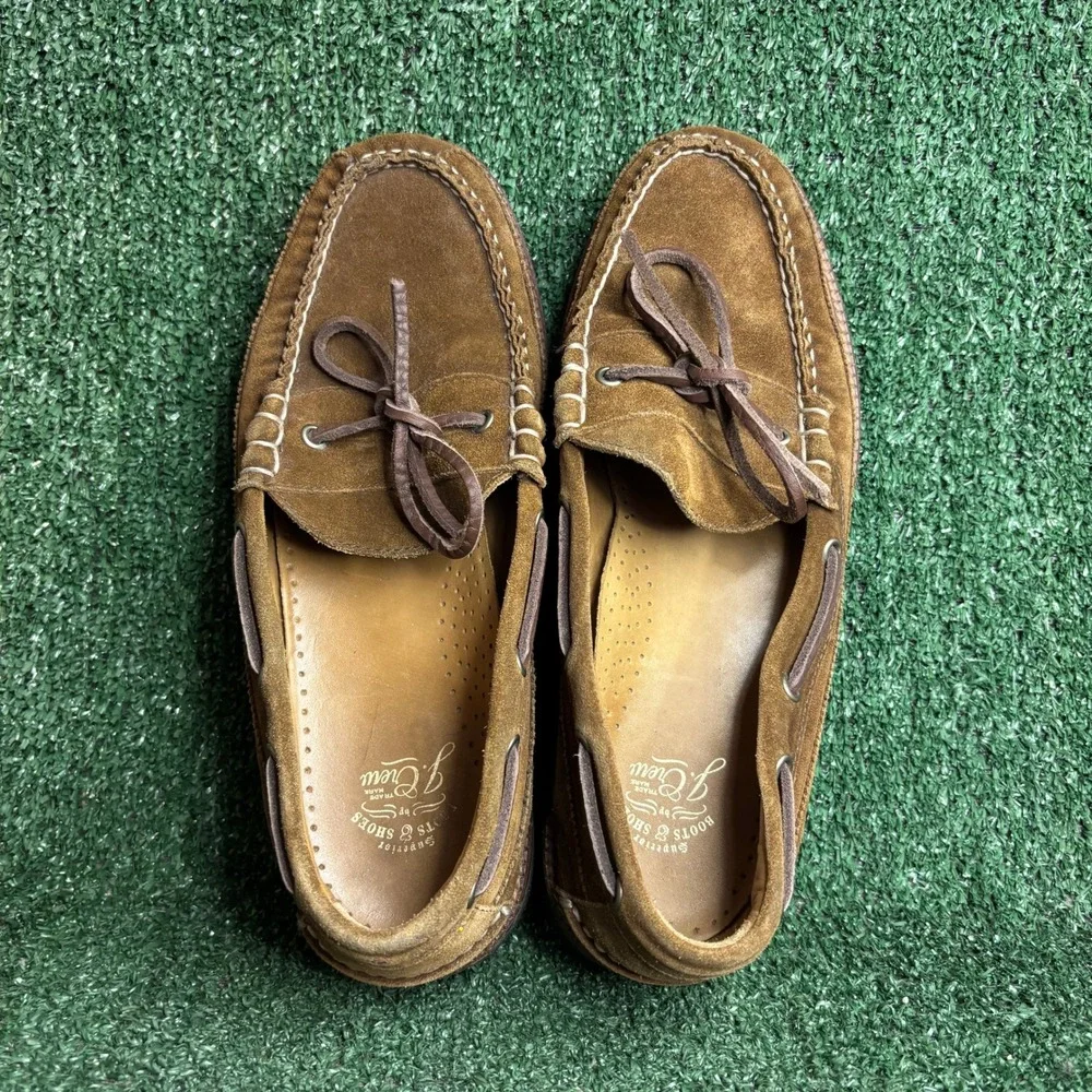 J.Crew Camden Suede Moccasin Crepe Sole Slip On Boat Shoes Brown Mens Size 10.5